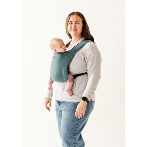 Happy! Haven Baby Carrier – Stretchy Ergonomic Cross-Back Soft Structured Carrier for Newborns to Toddlers (7–35 lbs), Adjustable Fit, Organic Cotton Blend- Bayou