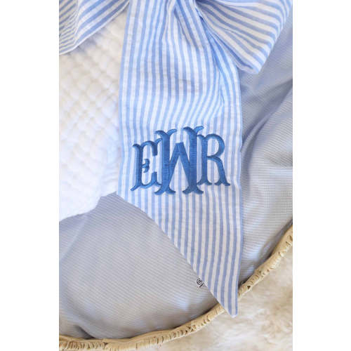 Personalized Newborn Bow Sash | Seersucker