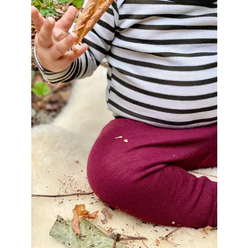 Merino Baby Thermal Bottoms – Olive, Raisin, 0-3 M
