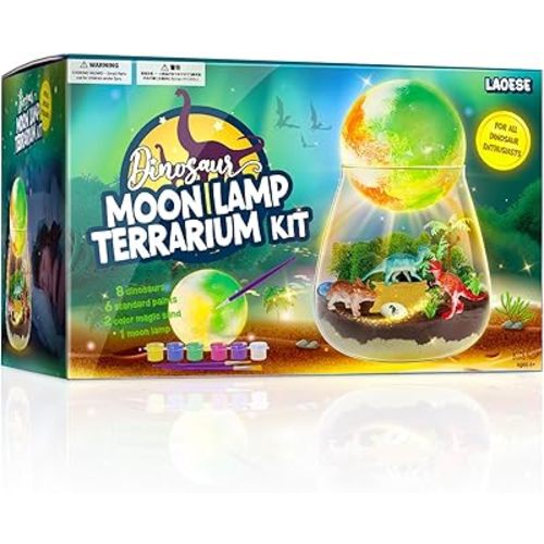 Dinosaur Terrarium Kit for Kids - Dino Kid Crafts with DIY Moon Lamp Kit - Birthday Gift for Boys Ages 4 5 6 7 8-12 Year Old - Arts and Crafts for Boy and Kids - Easter Gifts for Boys