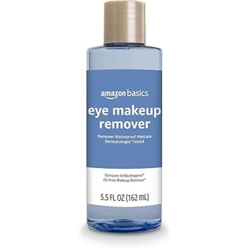 Amazon Basics Eye Makeup Remover, Removes Waterproof Mascara, Dermatologist Tested, Fragrance Free, 5.5 Fl Oz (Pack of 1)