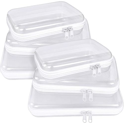 6 pcs Clear Hard Shell Zipper Case, Travel Makeup & Toiletry Organizer, Zippered Toy Storage, Pencil Case, Toy Storage Box, Hard Plastic Cosmetic Bag for Storage ,Travel Transparent Zipper Storage Box