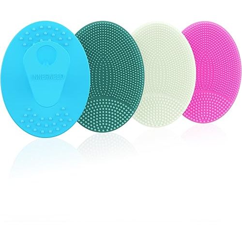 4 Pack INNERNEED Silicone Face Scrubber for Deep Cleansing and Exfoliation – Soft Facial Cleansing Brush, Gentle for All Skin Types, Blackhead Remover, Portable