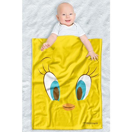 LOGOVISION Looney Tunes Lightweight Baby Blanket, 30"X40", Tweety Head Unisex for Infants Girls & Boys