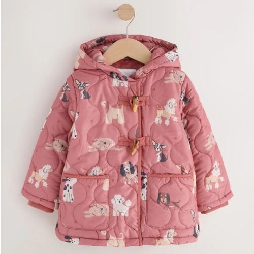 Dark Pink Dog Character Shower Resistant Duffle Coat (3mths-7yrs) from Next USA