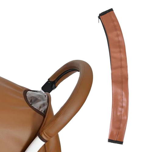 Heldig Baby Stroller Armrest Handle Sleeve Cover Universal Handle Cover Artificial Leather Black/Brown