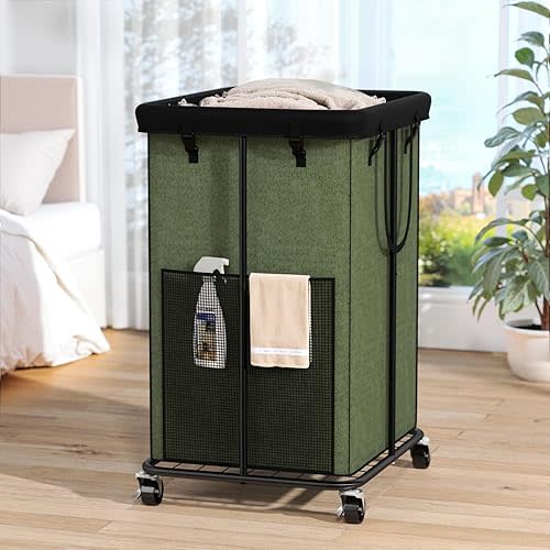 Laundry Hamper with Wheels, 150L Rolling Laundry Basket with Bag & Handles