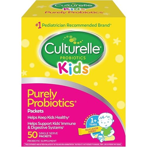 Culturelle Kids Daily Probiotic Packets for Kids, (Ages 3+) - 50 Count – From the #1 Pediatrician-Recommended Brand – Flavorless Daily Probiotics for Digestive Health & Immune Support