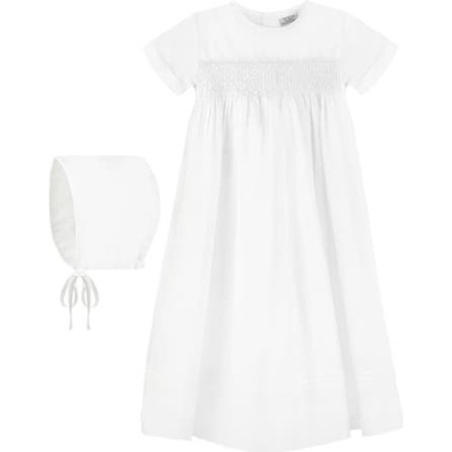 Smocked Christening Gown & Bonnet Set, 3M