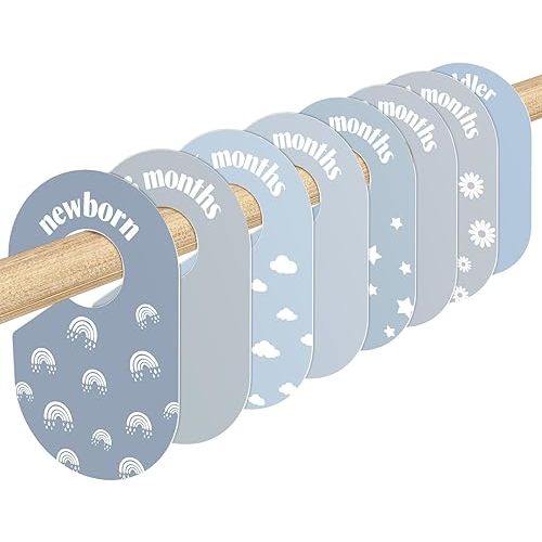 WSICSE 8 Pack Baby Closet Dividers, Nursery Organizer for Baby Clothes 0-24 Months Baby Clothes Organizer for Newborn Clothing, Infant, Boy & Girl (Blue)