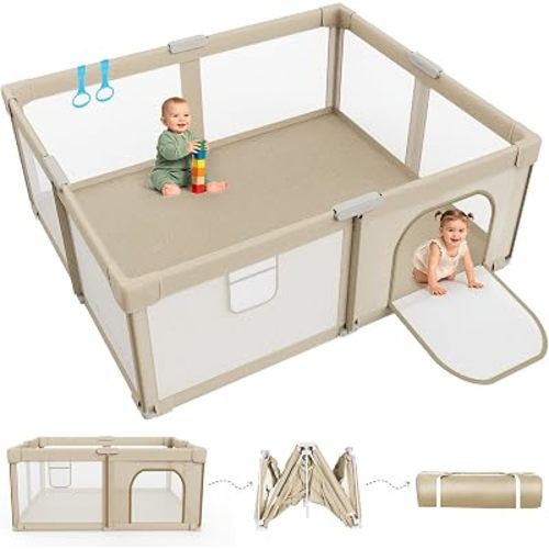 Foldable Baby Playpen 71 x 59 Inch, Large Playpen for Babies and Toddlers