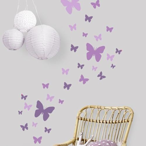 Butterfly Wall Decals- Girls Wall Stickers ~ Decorative Peel & Stick Wall Art Sticker Decals (3 Purples)