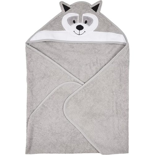 Riff Raff Smart Racoon Hooded Towel - Premium Cotton Baby Towel with Mitt Set - Ultra Soft Machine Washable Cartoon Hooded Baby Towels - Baby Towels with Hood for Newborn Baby, Infants, Toddlers