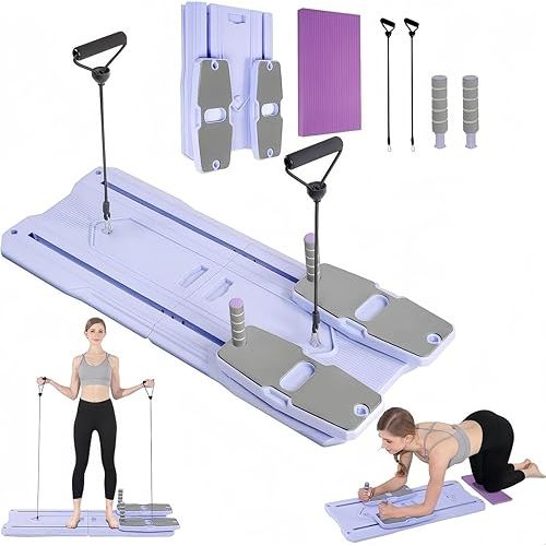 Pilates Reformer Board Set - 2026 Foldable 8-in-1 Pilates Machine for Full Body Workouts, Ab Core Trainer with Resistance Bands, Portable Home Pilates Equipment for Women & Men