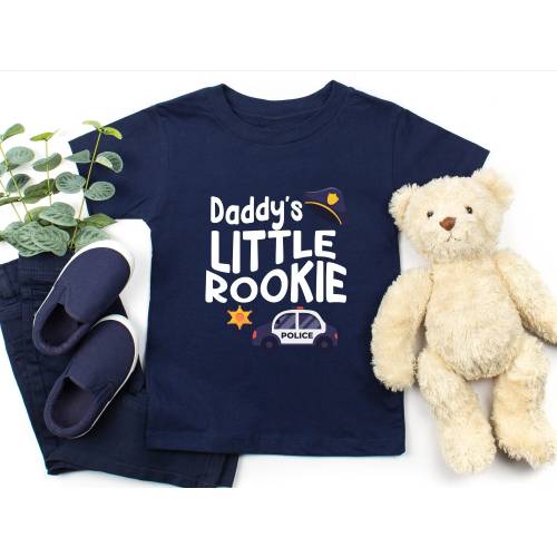 Daddy's Little Rookie Police Toddler Shirt - Police Car And Hat Children's Outfit - Son Of Police Officer - Boho Natural Kids Shirts