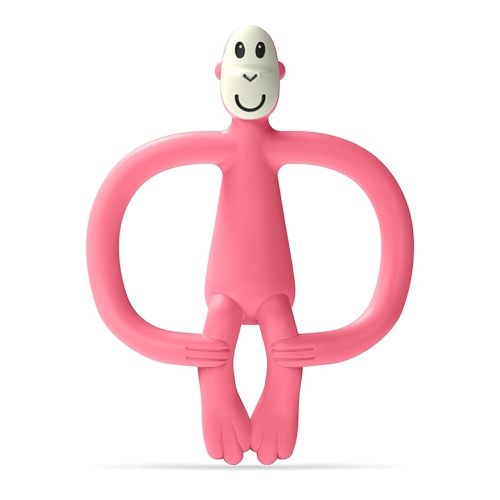 Matchstick Monkey Silicone Teether & Gel Applicator – Silicone Baby Teether, Easy-to-Grip, BPA-Free, Supports Self-Soothing & Early Brushing, 3 Months+, 4 Inches, Pink