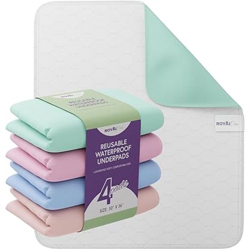 Incontinence Bed Pads - Reusable Waterproof Underpad Chair, Sofa and Mattress Protectors - Highly Absorbent, Machine Washable - for Children, Pets and Seniors (30x36 (Pack of 4), Multi-Color)
