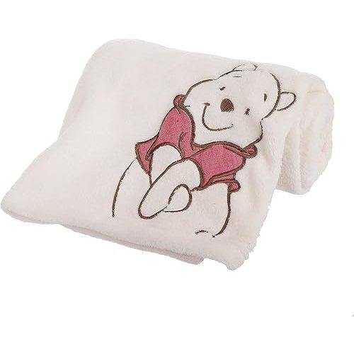 Plush Baby Blanket Super-Soft for Boys and Girls, Gifts for Kids Embroidered Fleece Baby Blanket, Portable Bed Throws for Baby Crib and Toddler Bed, 30”x40”(Hi Winnie)