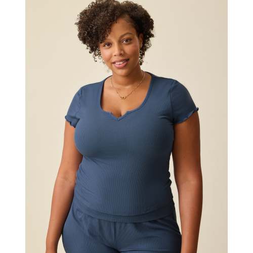 Ribbed Modal Notched Nursing T-shirt | Light Navy – Kindred Bravely