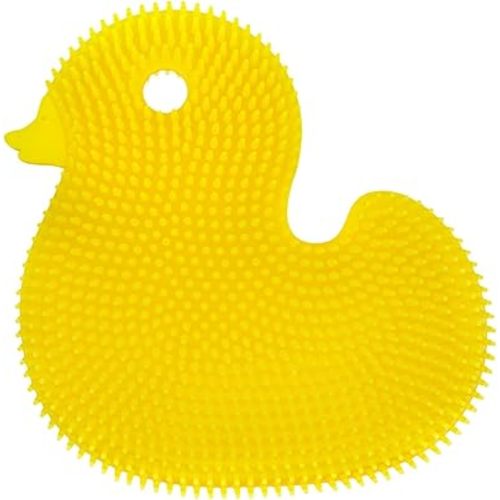 Innobaby Silicone Duck Scrub for Babies, Toddlers and Kids, Bath Time Essential, Loofah Alternative For Kids, Made With Quick-Dry Food Grade Silicone - Yellow Duck
