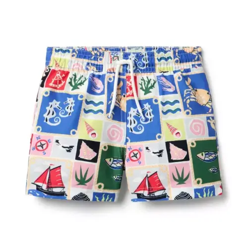 Boy White Nautical Recycled Nautical Swim Trunk by Janie and Jack