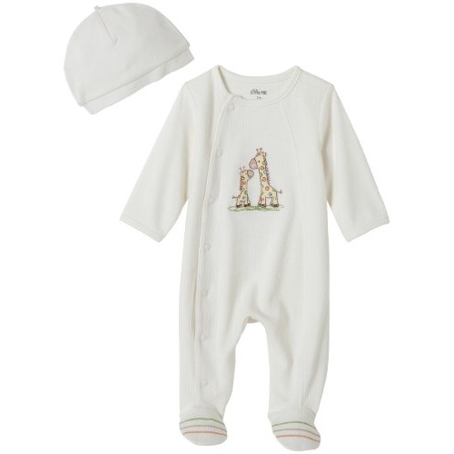 Little Me Layette Footie, Giraffe, Ivory