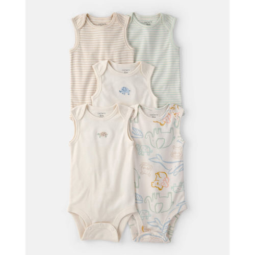Baby 5-Pack Sleeveless Multipack Animal Bodysuits - Cream - Carter's | Carter's