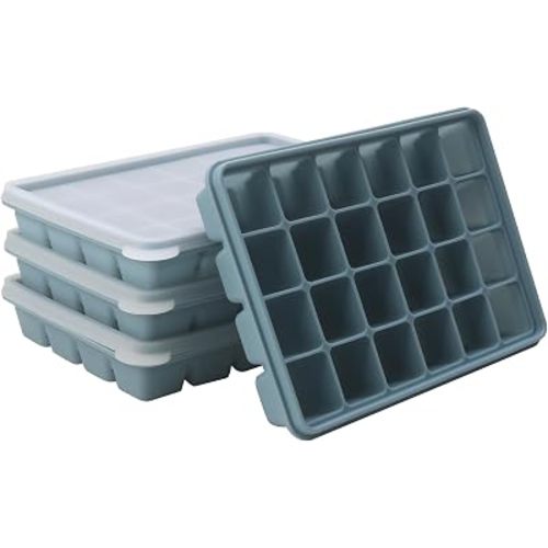 1 Tbsp Silicone Freezer Molds,Perfect for Storing Garlic, Ginger, Pesto, Herbs,Tomato Paste, Lemon Juice,Vegetable Purees,Purees and More - Silicone Food Freezer Tray(4 Pack Blue)
