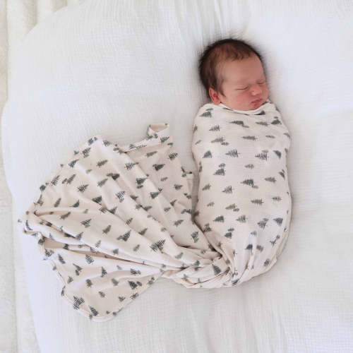 Evergreen Bamboo Waffle Oversized Swaddle Blanket