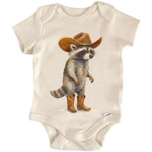 Raccoon Cowboy Feral - Baby Boy Girl Clothes Bodysuit Funny Cute