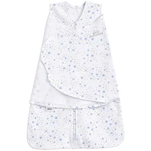 HALO SleepSack Swaddle | Cotton | 1.5 TOG | 68-75°F | 6-12 lbs |Moons Blue