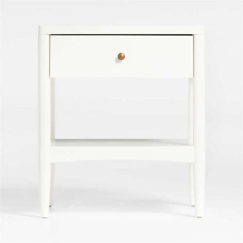 Set of 2 Hampshire White Wood Kids Nightstand with Drawer