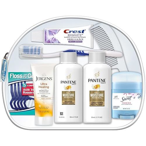 Convenience Kits International Women's Deluxe 10 Piece Kit with Travel Size TSA Compliant Essentials Featuring: Pantene Hair Products in Reusable Toiletry Zippered Bag