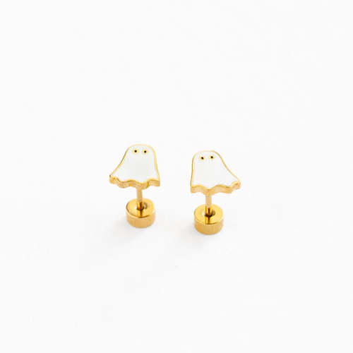 Hypoallergenic gold Ghost flat screw back Stud Earrings – Pip Pop Post