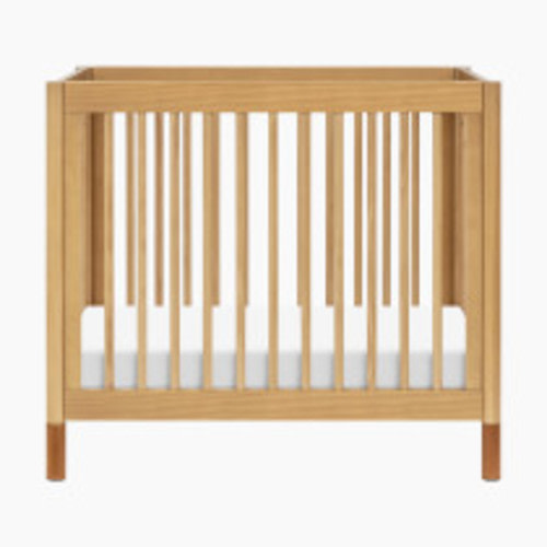babyletto Gelato 4-in-1 Convertible Mini Crib - Honey With Vegan Tan Leather Feet
