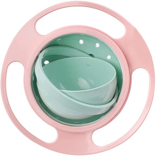 Song Qing Magic Gyro Bowl 360 Degree Rotate Spill-Proof Bowls with Lid Plastic Creative Dishes Practice Feeding Bowls
