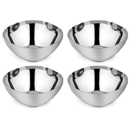 Ahimsa Stainless Steel Bowls for Kids - Pediatrician Designed, 12oz Toddler Bowl, Non Toxic Stainless Steel Snack Bowls Set, Non Plastic Kids Bowl, Dishwasher Safe (Set of 4 Classic)