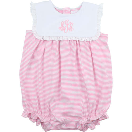 Pink Knit Stripe Eyelet Bubble