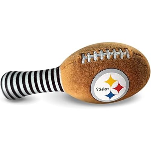 Pittsburgh Steelers Plush Football Rattle by Smilo - Officially Licensed NFL Baby Rattle Toy - Soft Baby Rattle with Bell - for Babies and Toddlers from 3 Months