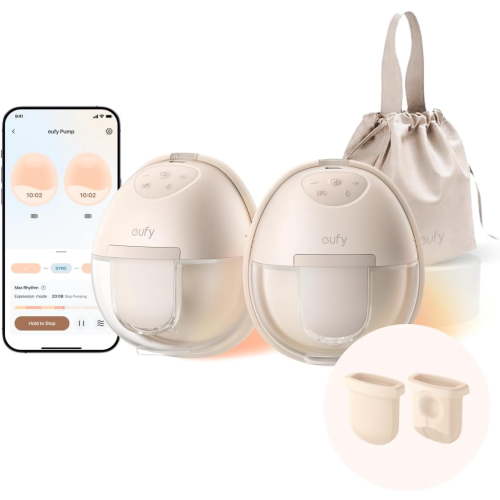 eufy Heated Wearable Breast Pump S1with Original Diaphragm (2-Pack), Hands-Free Breast Pump with Industry-Leading HeatFlow™ Tech, App-Controlled OptiRhythm™,