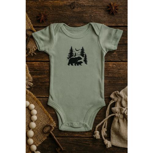 Organic Baby Onesie - Sage Forest Bear