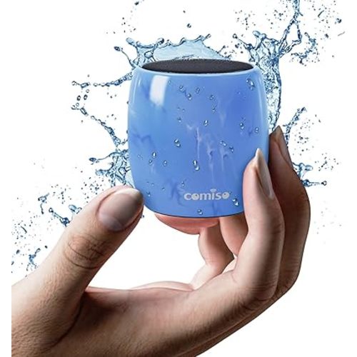 comiso Small Speaker, IPX7 Waterproof Bluetooth Speaker with Stereo Sound and Robust Bass, Mini Speakers with Hands-Free Call, Portable Speakers for Shower, Indoor & Outdoor, Gift for Men, Women