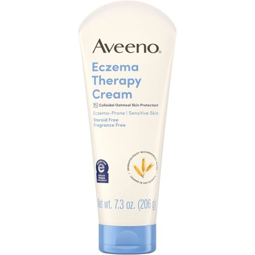 Aveeno Eczema Therapy Daily Moisturizing Body Cream for Itchy, Dry, Sensitive Skin, Soothing Eczema Relief Cream, Colloidal Oatmeal Skin Protectant, Dye-, Steroid- & Fragrance-Free, 7.3 oz