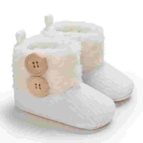 Wancir Newborn Baby Boy Girl Soft Fleece Booties Stay On Infant Slippers Socks Shoe Non Skid Gripper Toddler First Walkers Winter Ankle Crib Shoes