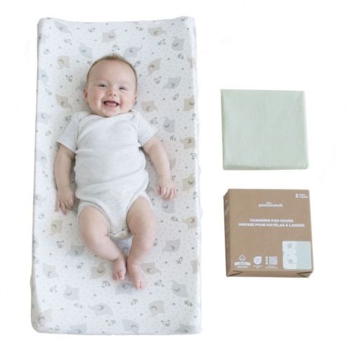 The Peanutshell Sage Elephant Organic Cotton Changing Pad Covers for Baby Boys and Girls, 2 Pack