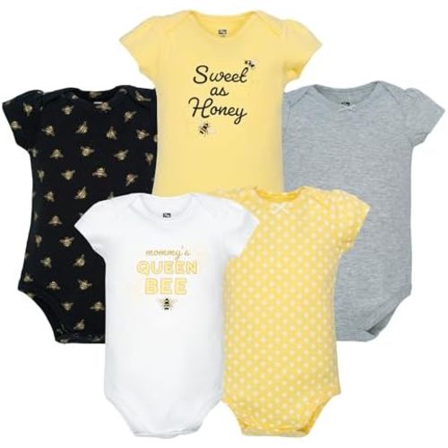 Hudson Baby Infant Girls Cotton Bodysuits 5-Pack