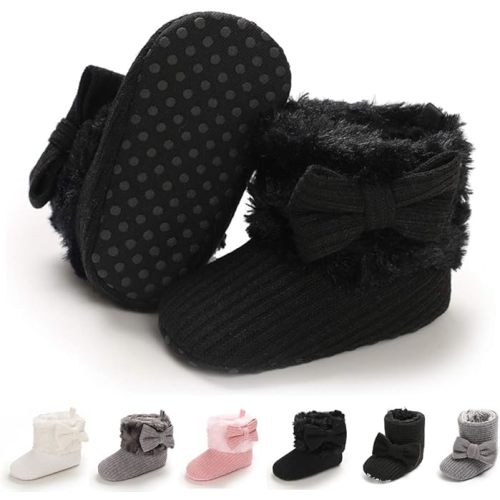 E-FAK Baby Boy Girl Boots Newborn Shoes Winter Snow Bowknot Anti-Slip Soft Sole Warm Infant Toddler Prewalker Booties