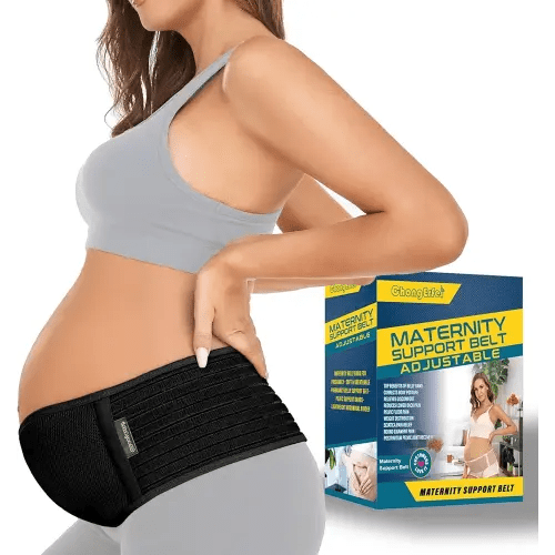 ChongErfei Pregnancy Belly Band Maternity Belt Back Support Abdominal Binder Back Brace - Relieve Back, Pelvic, Hip Pain for Pregnancy Recovery(Black,One Size)