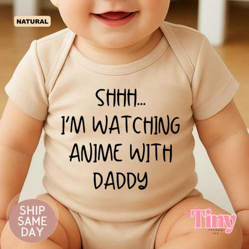 Funny Anime Baby Bodysuit: Watching Anime With Daddy