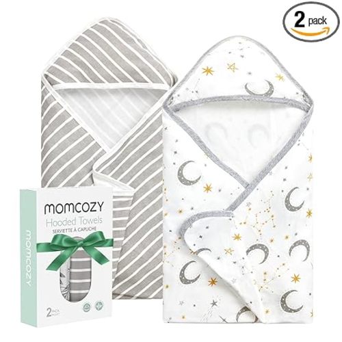 Momcozy Baby Towels, Soft Absorbent Bath Towel for Newborn&Toddler,Sky | Soft&Absorbent Bath Towel Set，Gentle on Baby's Skin，Unisex Baby Essential